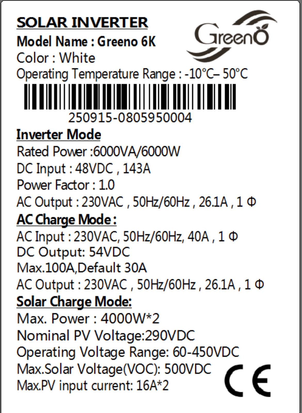 Greeno Hybrid Solar Inverter — front view