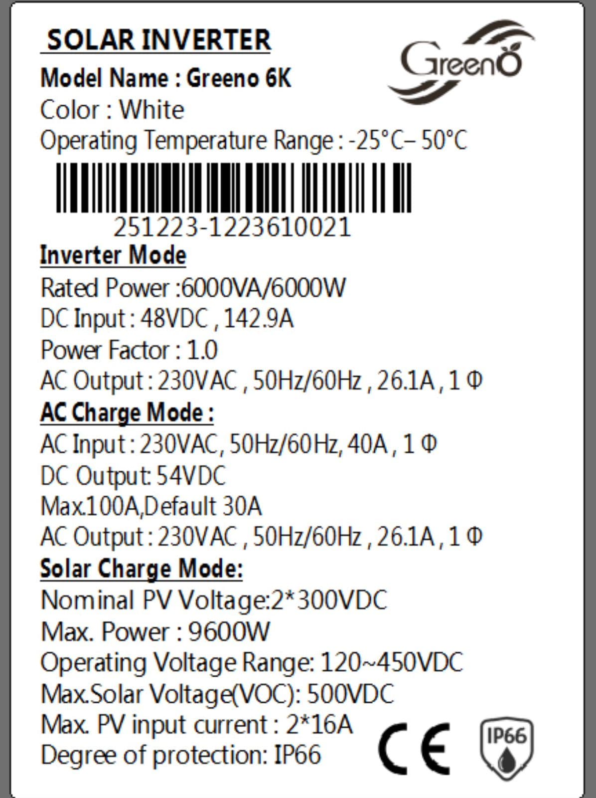 Greeno Hybrid Solar Inverter — front view